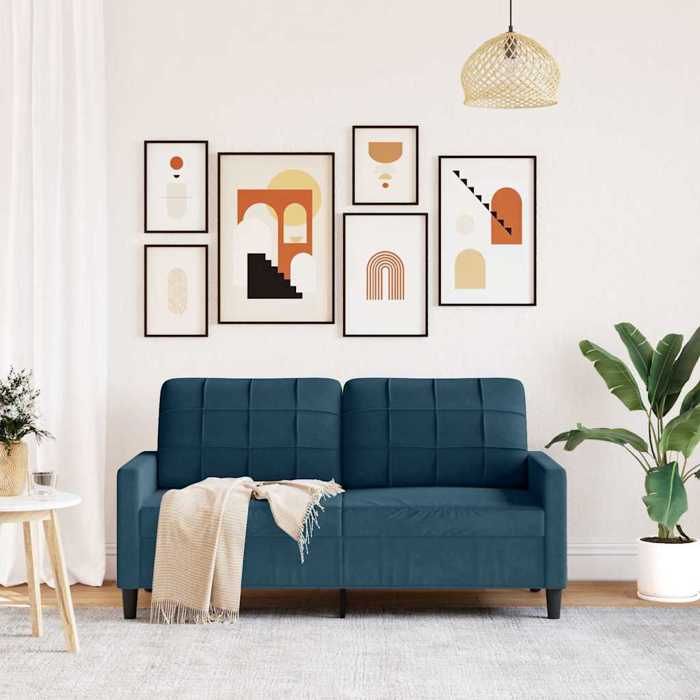 Bleu SOFA - PHSH - Canapé avec 2 places - contemporain - Bleu 140 cm Velours C1999