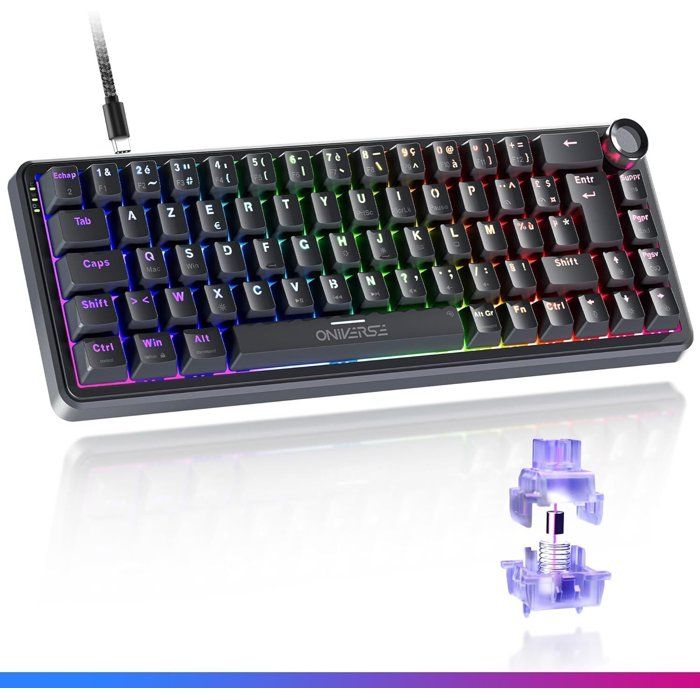 Clavier Gaming filaire 65% Maegnus Hall Effect Rapid Trigger AZERTY LED Anti-ghosting 8000Hz pour PC/Mac Noir