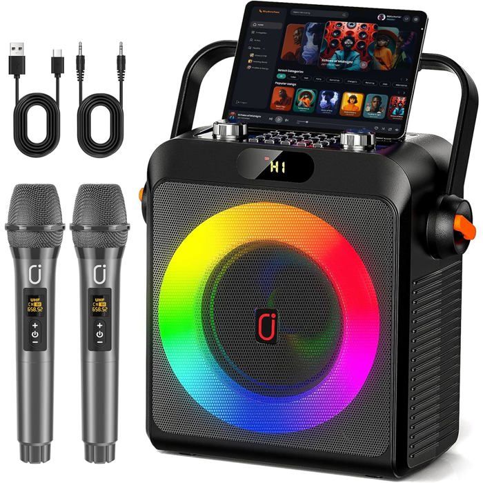 Machine de karaoké JYX Pro 2 micros sans fil Bluetooth 5.0 égaliseur AI