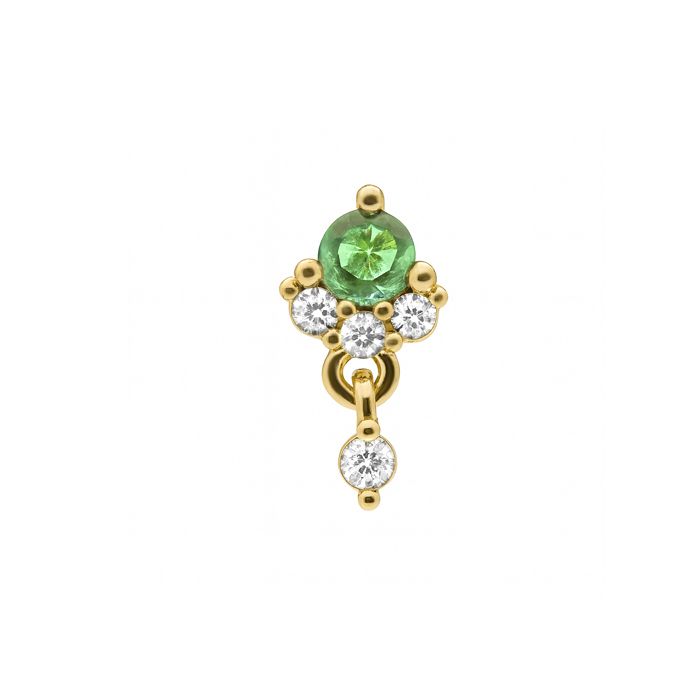 Boucle doreille - LUXENTER - Huera - Or jaune 18 carats - Zircone multicolore - Clou puce 8x4 mm