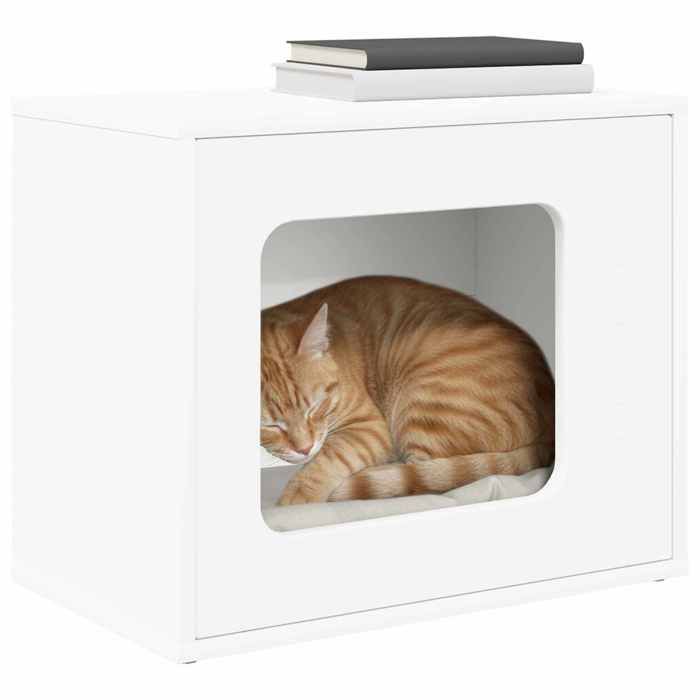 Maison pour chat moderne - vidaXL - bois dingénierie - blanc - 51 x 30 x 42 cm - Capacité 60 kg - entrée facile - usage intérieur x Maison pour chat moderne - vidaXL - bois dingénierie - blanc - 51 x 30 x 42 cm - Capacité 60 kg - entrée facile - usage intérieur x