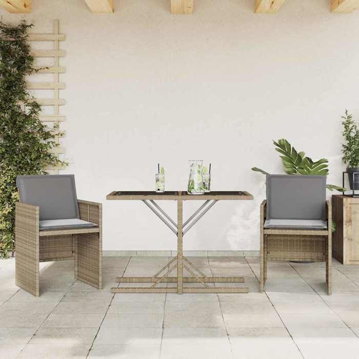 VIDAXL Ensemble Table bar avec chaises (3 pcs) - ANTI-UV - coussins - mélange beige résine tressée 105x51x72 cm M8873