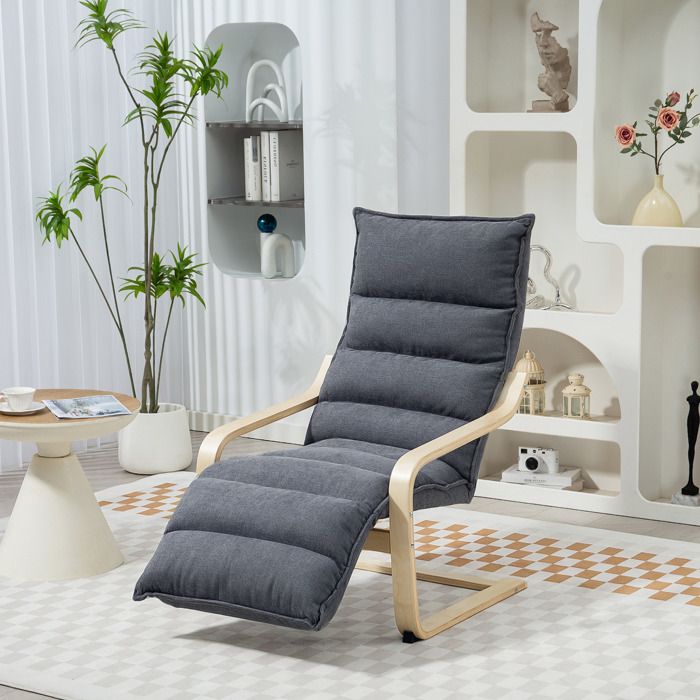 Fauteuil de salon - Velours gris foncé 67x93-114x105 cm - Repose-pieds 5 positions - Balancement - Dossier ergonomique