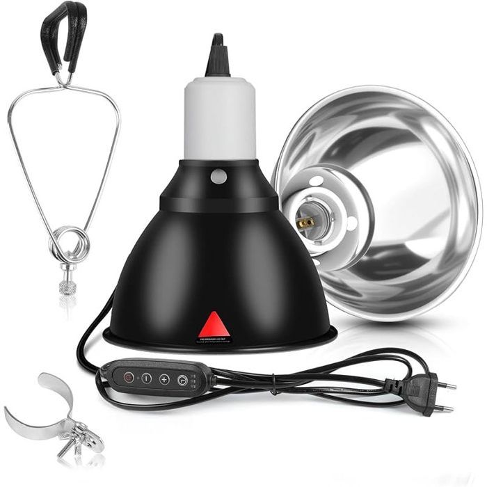 Abat-jour chauffant pour reptile Abat-Jour Pour Lampe chauffante Tortue E27 avec clip de suspension contrôle du temps