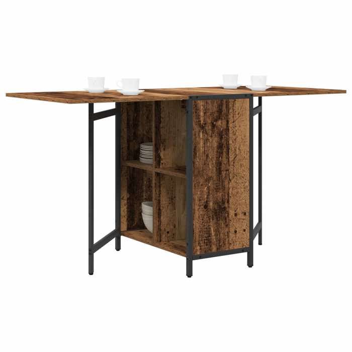 Les SoldesTable à dîner - Table de cuisine rectangulaire au style industriel - 144 x 60 x 75 cm - Bois dingénierie Bois ancien to