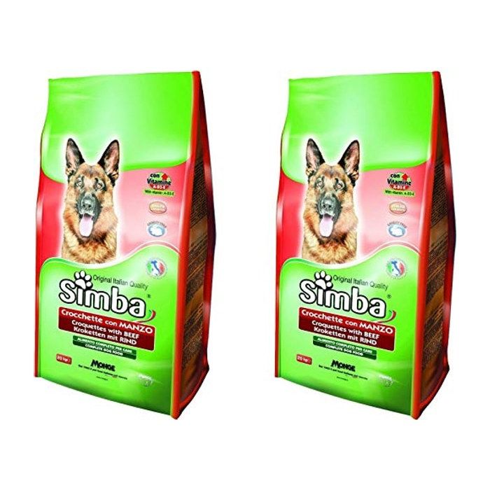 Croquettes pour chien - AILANTO - Monge Simba 20 kg - Bœuf - Adulte - Grand - Lot 2 pièces