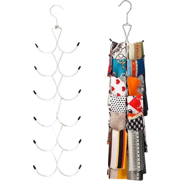 1 Lot de Cintre Foulard Organisateur Décharpes avec 12 Crochets Cintre Porte Foulard Cintre Porte Cravate pour Garde-Robe