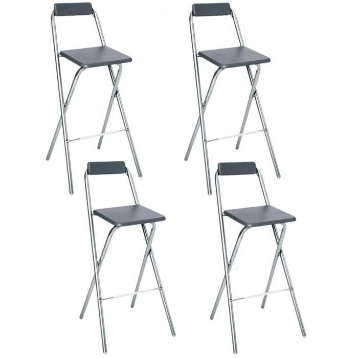 lot de 4 chaises de bar pliante louna - gris - atmosphera - contemporain - pliable - vendu par lot