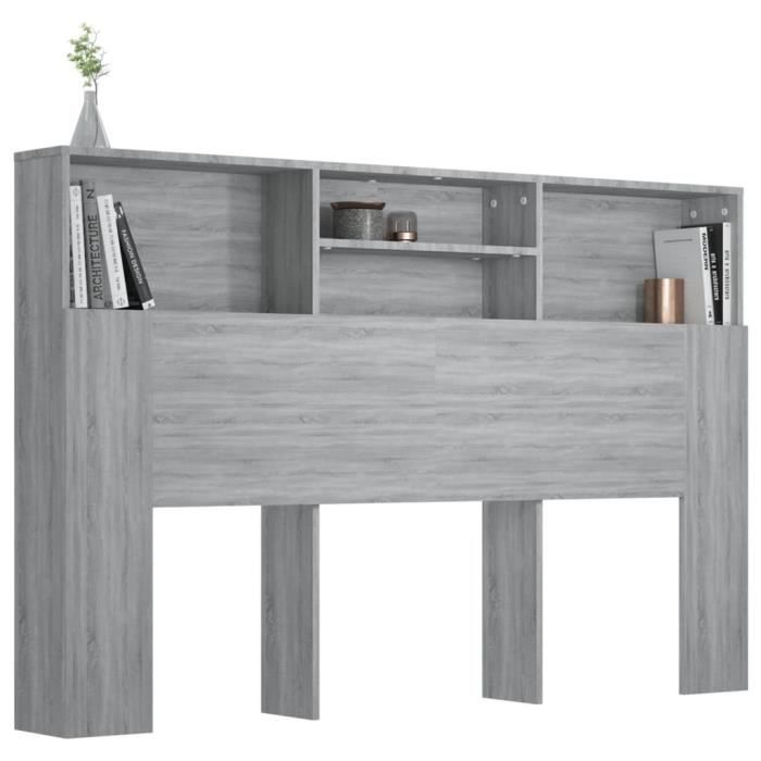 vidaXL Armoire de tête de lit Chêne fumé 160x19x103,5 cm