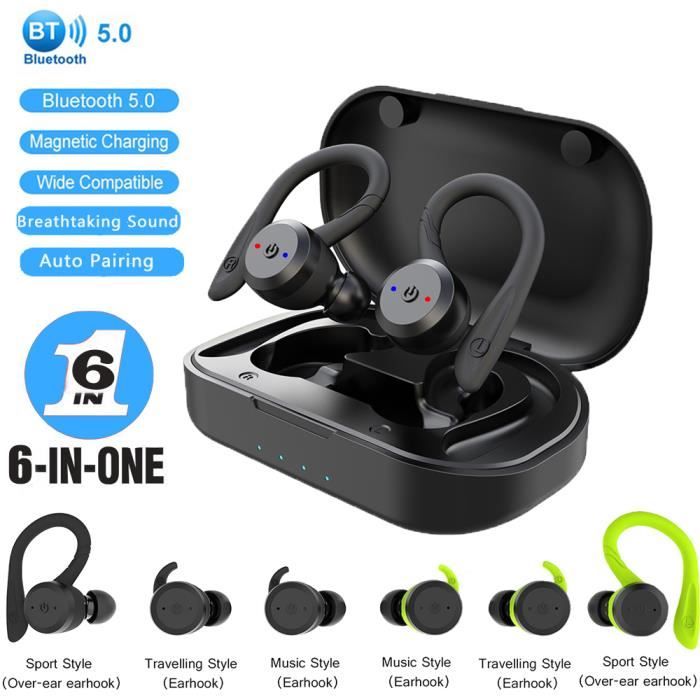 réduction du Bruit 3D HD stéréo pour Casques Apple Airpods Android/iPhone/Samsung Bluetooth 5.0 oreillette sans Fil Microphone intégré et boîte de Chargement 