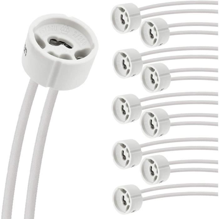 Lot De 24 Douilles GU10 En Céramique Avec Fils 15 Cm - Pour Spots LED Et Halogènes - Protection Incendie, Câble 0,75 Mm²