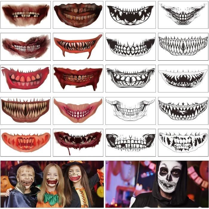 Joker | Tatouages Numériques | Cosplay | Déguisements | Tatouages | Le Joker | Faux Tatouage | Halloween | ENSEMBLE COMPLET - France