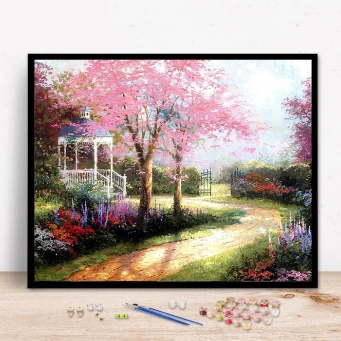 MEIYUDA Peinture Par Numéros Paysage – Kit DIY 30x40cm, Acrylique, 3 Pinceaux, Sans Cadre