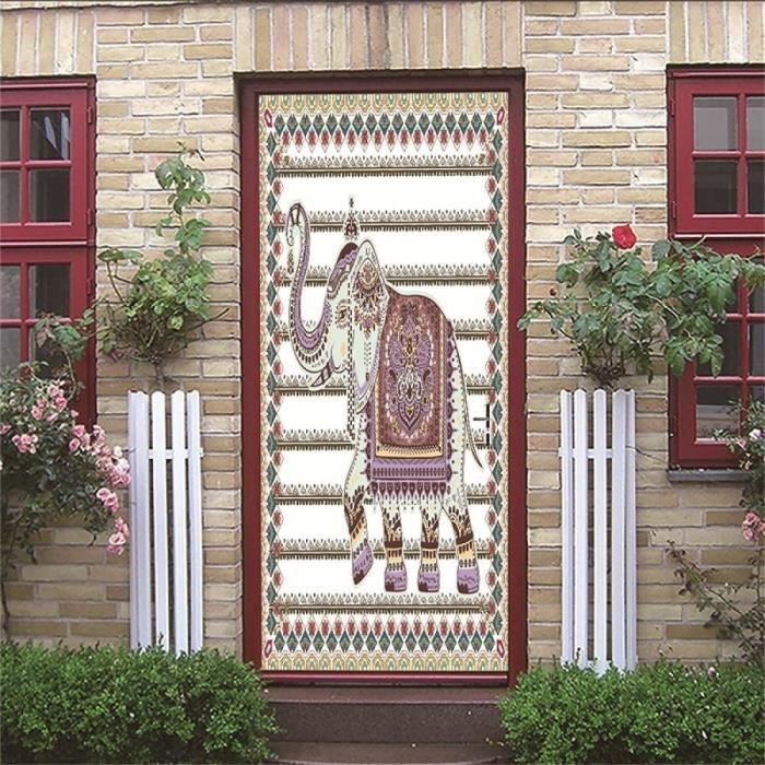 Sticker Porte 3D Animal Chat Autocollant Poster De Porte Auto-Adhésif Vinyle Affiche De Porte Sticker Mural Chambre Salle De Bain Papier Peint Art