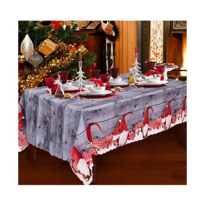 Romanstile Nappe rectangulaire de Noël en jacquard avec fleur rouge