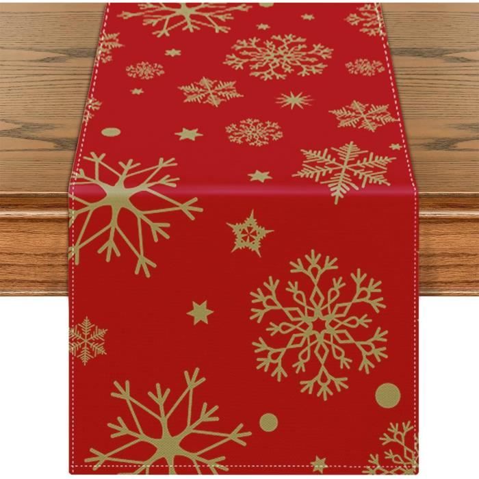 Chemin de Table pour Noël en Toile ou en Jute, Chemin de Table pour Noël en PVC - Jour de Fête