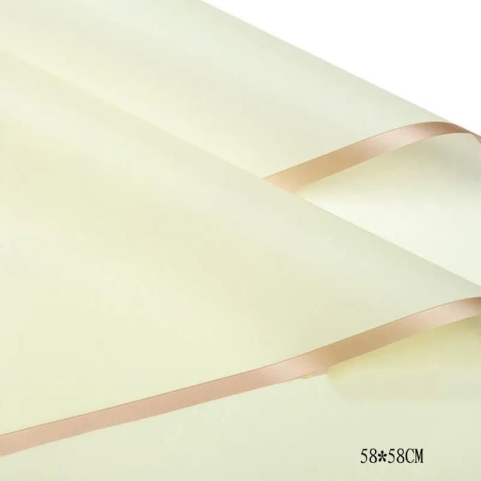 50 Feuilles Papier D'emballage Bouquet - Rose Et Blanc Avec Bordure Dorée - 58x58 Cm, Imperméable - Pour Fleuriste, Cadeaux - 3
