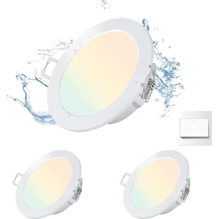 3 Spots LED Encastrables 12W Blanc Chaud - 1000-1999 Lumens, Classe énergétique D, Durée De Vie 2000-4999h