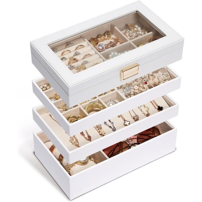 Coffret à Bijoux Tournant 5 Niveaux En Acrylique | Organisateur Transparent Avec Couvercle | Pour Bagues, Boucles, Colliers - 4