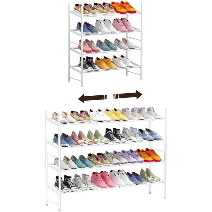 rangement à chaussures extensible, banc à chaussures à 4 niveaux, meuble à chaussures grande capacité avec étagère solide.[y789]