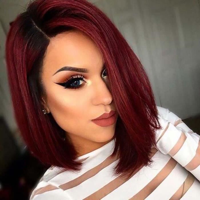 Cheveux En V Sur Le Front Femme Lace Front perruque de cheveux longs perruques synthétiques droites