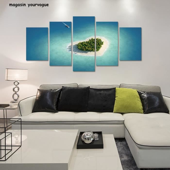Wallpaper 5pcs Panneau Plage Coeur Ile Toile Peinture Hd Imprime Decor A La For iPhone