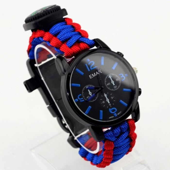 Bracelet De Survie Paracord 20 En 1 - LED SOS, Boussole, Sifflet, Allume-Feu - Pour Outdoor Et Urgence