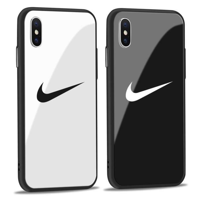 2PCS Nike Coque iPhone X Verre Coque Blanc Noir Cdiscount Telephonie