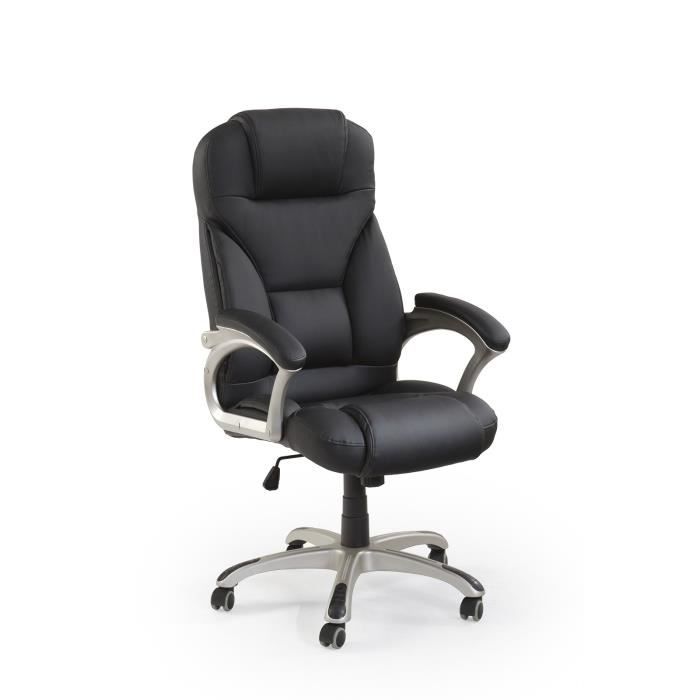 Fauteuil De Bureau En Simili Cuir Reglable En Hauteur Noir Achat Vente Chaise De Bureau Noir Cdiscount