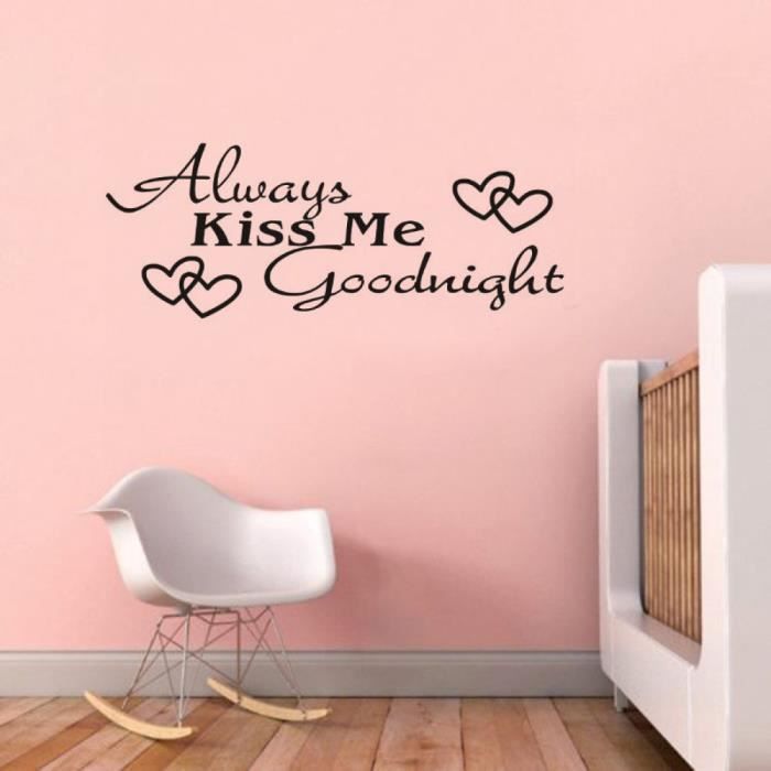 Baiser Toujours Me Bonsoir Amour Stickers Muraux Citation Decorations Salon Autocollant Chambre Wallstickers Decoration De Chambre D Cdiscount Maison