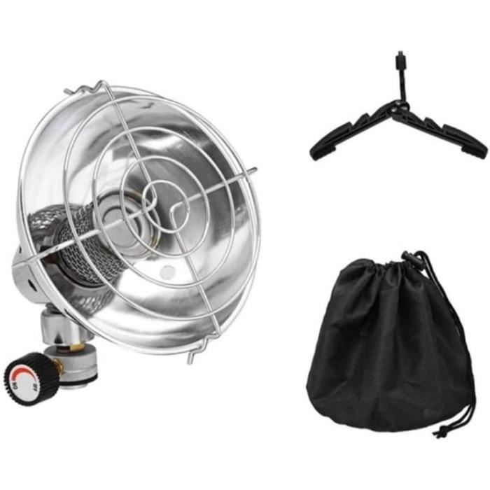 Réchaud Chauffant à Gaz Portable Pour Tente Et Camping - Acier Inoxydable - Avec Support Et Sac