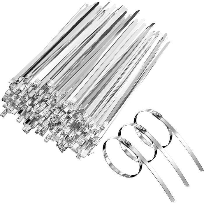 180 Attaches Câbles En Acier Inox Autobloquantes - Lot 4 Tailles (150 à 300 Mm) Pour échappement, Câbles, Clôtures, Jardin