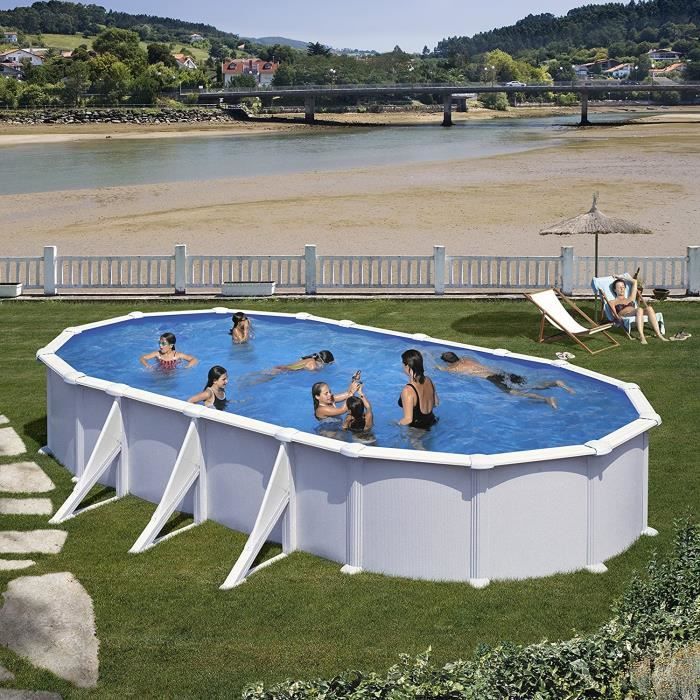 piscines gre kitprov738 piscine acier ovale h 132 m blanche atlantis 730x375x132 cm 93047 cdiscount jardin