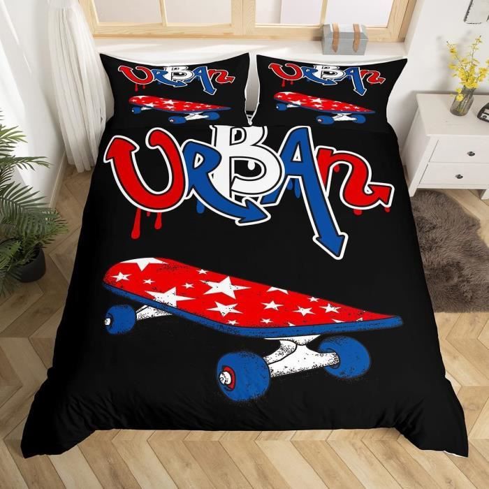 Housse de Couette et Drapeau Urbain pour Enfants,garçons,Filles,Sport
