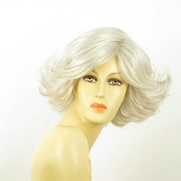 Perruque Femme Courte Blanche Bouclée Kimberley 60 - Synthétique, Neuve Avec étiquettes