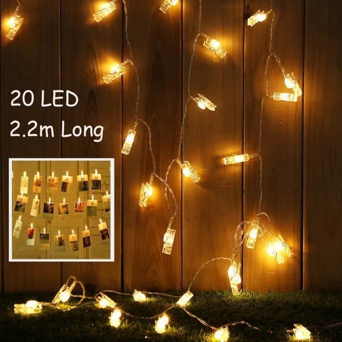 20 LED Photo Pince Clip LED Guirlande Lumineuse Maison Décor 2.2M USB  Bo09747