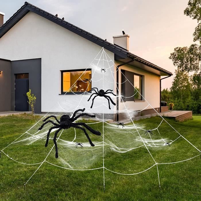 Araignee Halloween Araignee Geante Halloween Decoration Exterieur Avec 7m Toile Triangulaire g Toile D Araignee Extensible 2 Cdiscount Maison