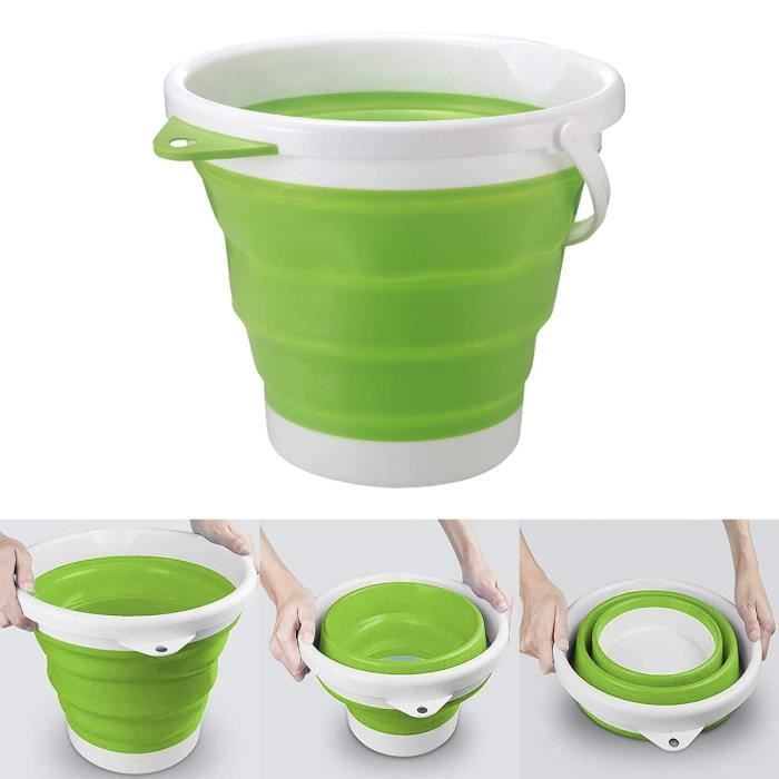 Seau d'eau pliable 4L Seau de pêche poubelle Camping-car Cuisine lavage Voiture 