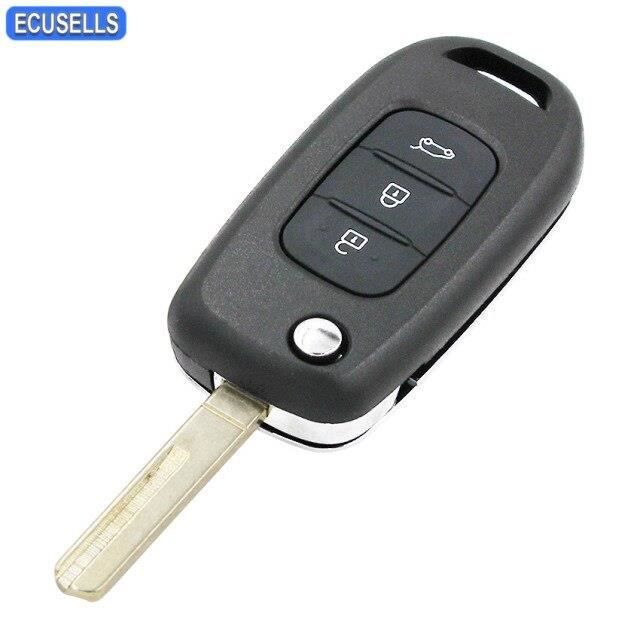 Coque de clé télécommande intelligente à 3 boutons pliable, étui de protection pour Renault Kadjar Captur, symbole Megan*QK2788