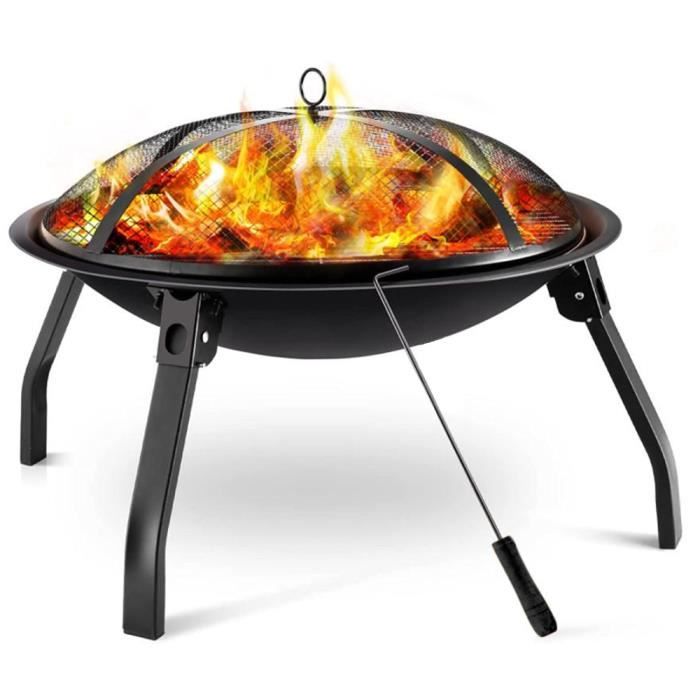 Brasero Extérieur 53 Cm Sans Fumée | Acier Inox 304, Cendrier Amovible | Pour Bois & Granulés | Sac De Transport Inclus | Pour Jardin, Terrasse, Camping