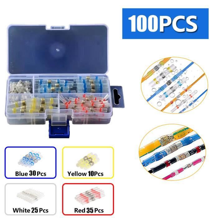 Borne à sertir Lot de 100 connecteurs d'épissure compacts à déconnexion rapide, fils, borne conductrice enfichable 0,08 4, mm2(2x2