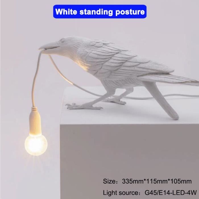 Lampe Gothique Corbeau En Résine - LED Rechargeable USB, Décor Sombre Et Vintage