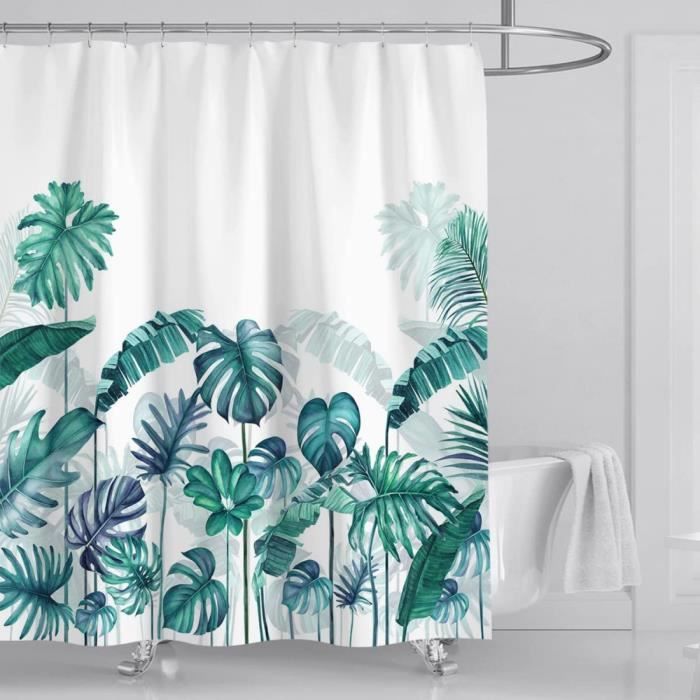 Tenda Da Doccia Boho 180x180 Cm – Tropicale Verde E Oro, Con 12 Ganci, Tessuto Impermeabile E Lavabile - 3