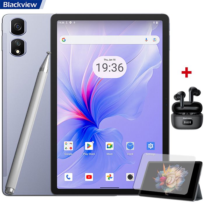 BLACKVIEW Tab 13 Tablette Tactile - Android 12 - 10Go+128Go/SD1To - 7280mAh - 4G LTE/5GWiFi/PC Mode/SIMO Internet Tablette PC-Argent