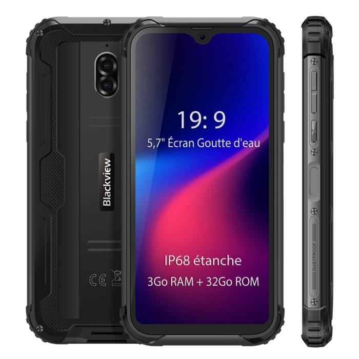 Achat T&eacute;l&eacute;phone portable Smartphone IP68 étanche 4G Blackview BV5900 5.7'' Écran 3Go Ram 32Go Rom Android 9.0 Téléphone portable Incassable - Noir pas cher