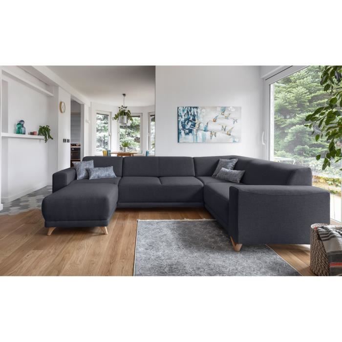 Canapé D Angle Panoramique Xxl Fixe Bella Anthracite Angle Droit Poches Accoudoirs Tissu Luxueux Panoramique Achat Vente Canapé Sofa Divan Cdiscount