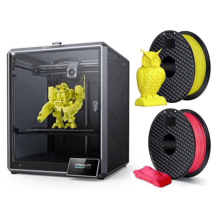 Creality K1 Max Imprimante 3D avec lidar AI polyvalent , caméra AI , 300*300*300 mm + 2 pcs rouleaux de filament PLA (Jaune + Rouge)