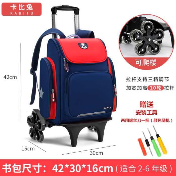 Chariot à Roulettes Pliable 6 Roues Pour Sac D'école - Léger, Réglable, Idéal Pour Les Enfants