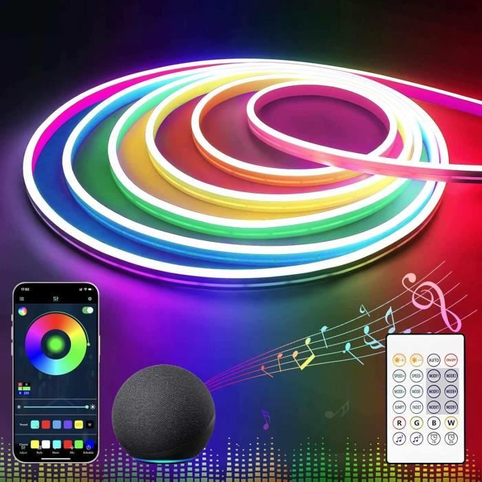 Neon Ruban Led 3M, Rgb Flexible Néon Led Bande Avec Contrôle App ...