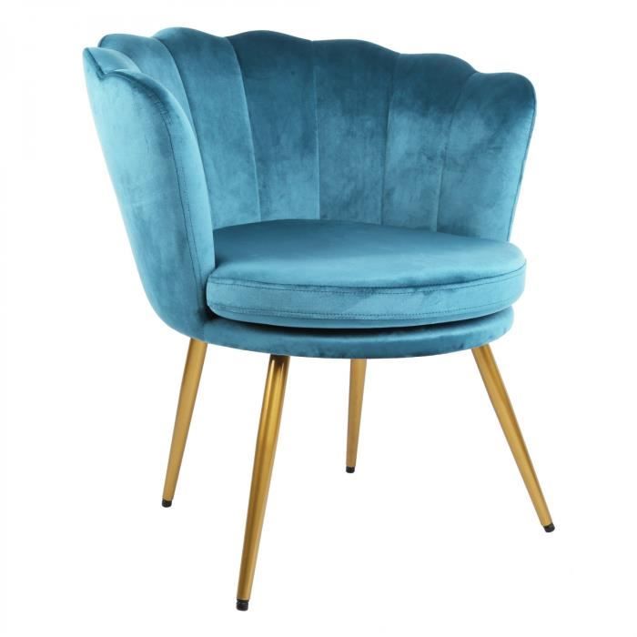 chaise d'appoint fauteuil en tissu genesis flora - sarcelle - vintage - non réglable en hauteur